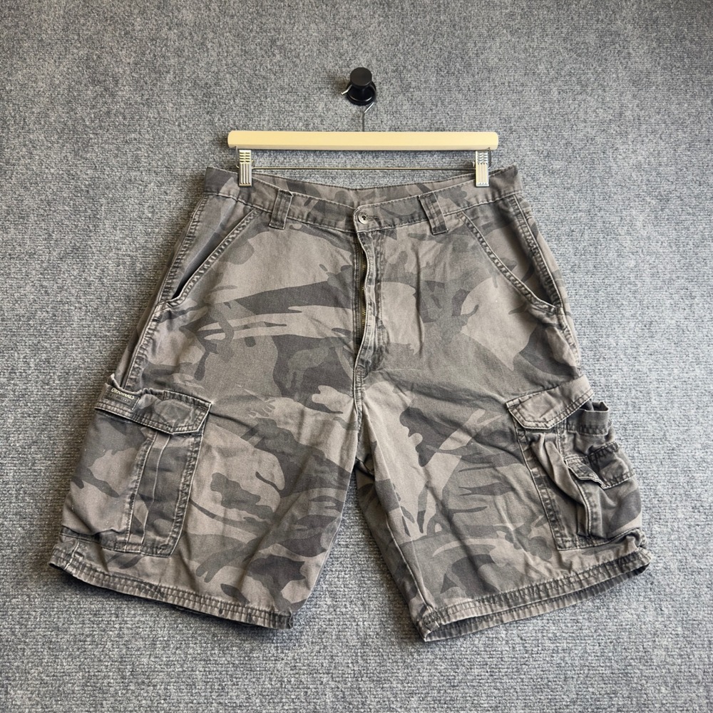 Wrangler Cargo Shorts Mens 32 Gray Camo Tactical Utility Gorpcore VTG Style